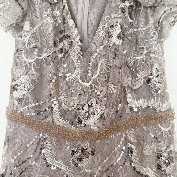 Mac Duggal Embellished Ruffled Cap Sleeve A Line Dress - Picture 5 of 8